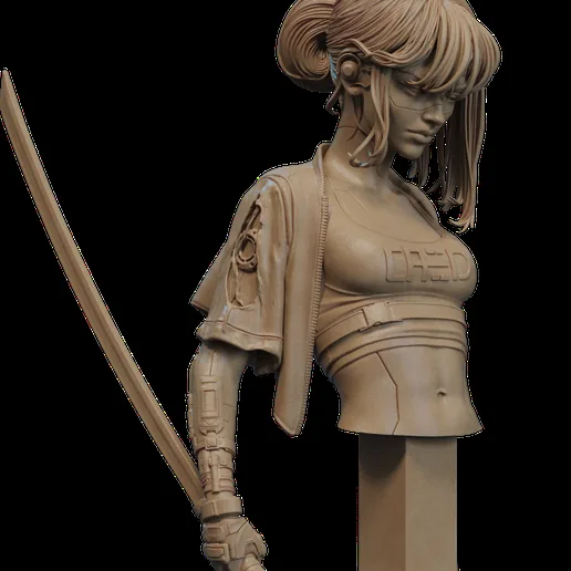 Cyber Samurai Bust 3D Print printable model